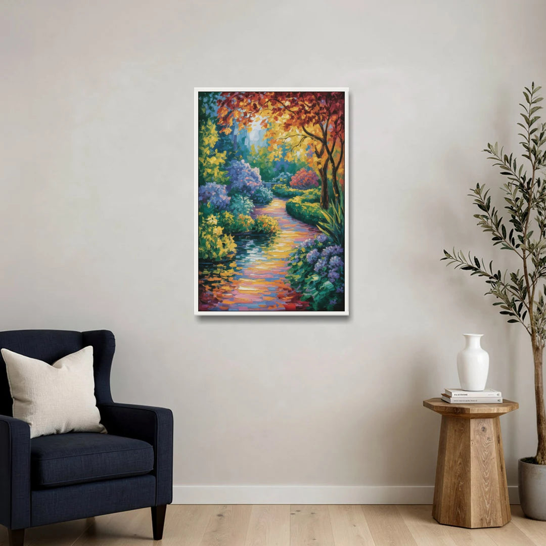 Butchart Gardens Bloom - White Framed Canvas Wall Art - Sofa - 24x36