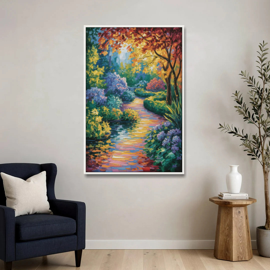 Butchart Gardens Bloom - White Framed Canvas Wall Art - Sofa - 32x48