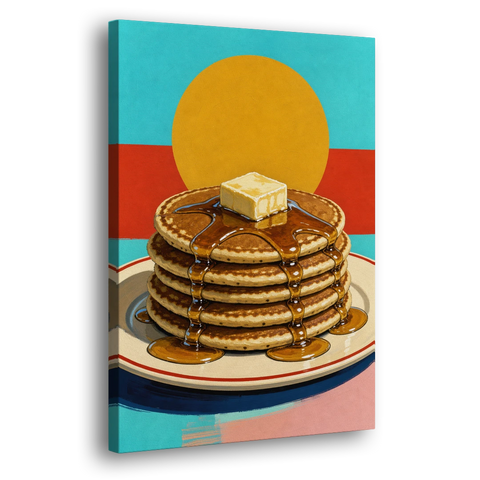 Buttered Pancake Tower for Breakfast - Canvas Wall Art - Side