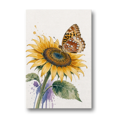 Butterfly and Flower Painting with Fritillary on Sunflower - Canvas Wall Art - Front