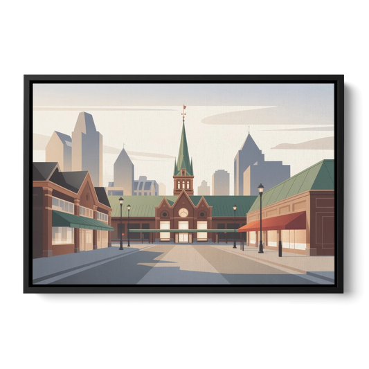 ByWard Market Charm - Black Framed Canvas Wall Art - Front