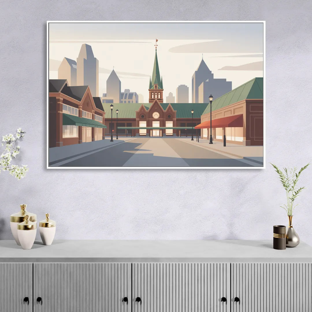 ByWard Market Charm Living Room - White Canvas Wall Art