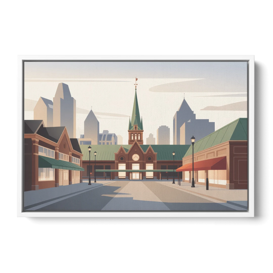 ByWard Market Charm - White Framed Canvas Wall Art - Front