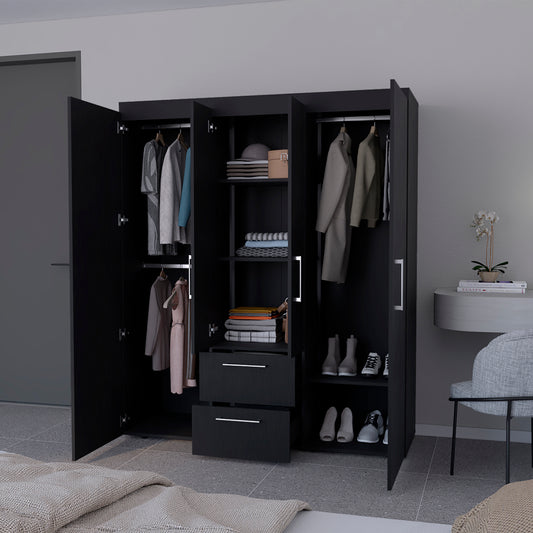 Elma Bedroom Armoire – Sleek Black Storage Cabinet