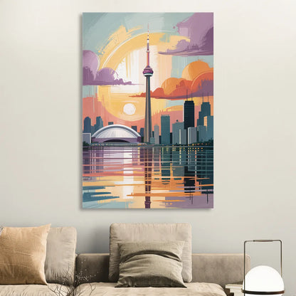 CN Tower Sunset Sitting Room - Canvas Wall Art