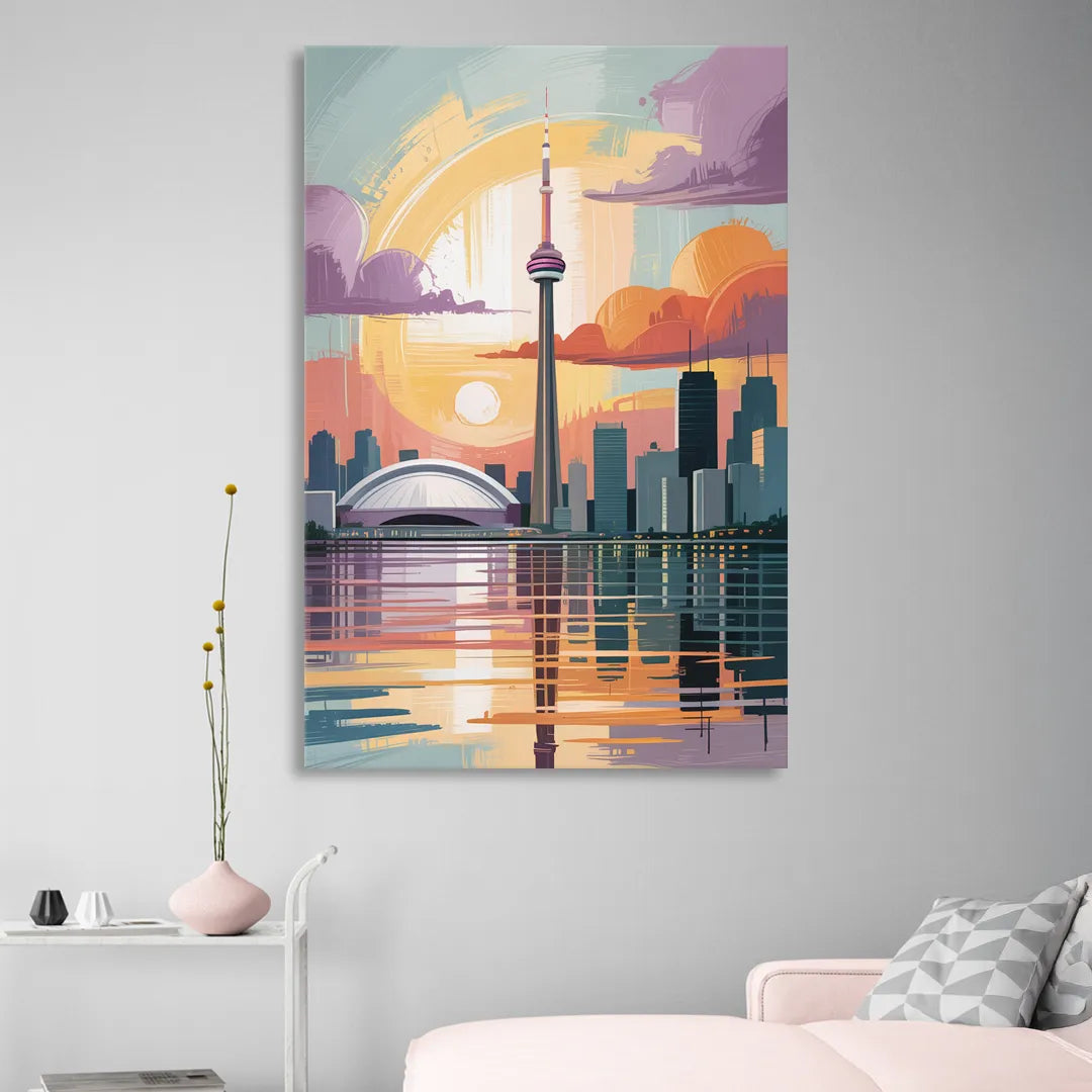 CN Tower Sunset Living Room - Canvas Wall Art