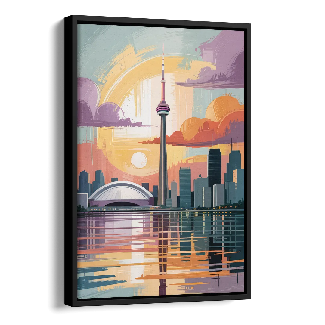 CN Tower Sunset Side - Black Canvas Wall Art