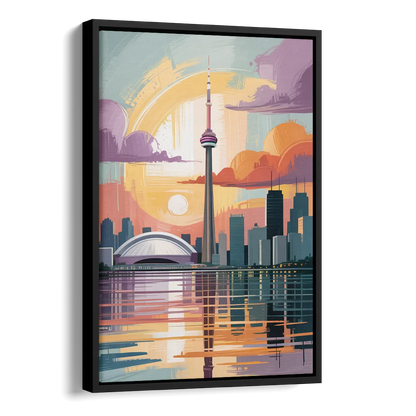 CN Tower Sunset Side - Black Canvas Wall Art