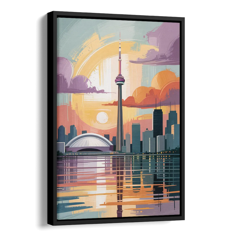 CN Tower Sunset Side - Black Canvas Wall Art