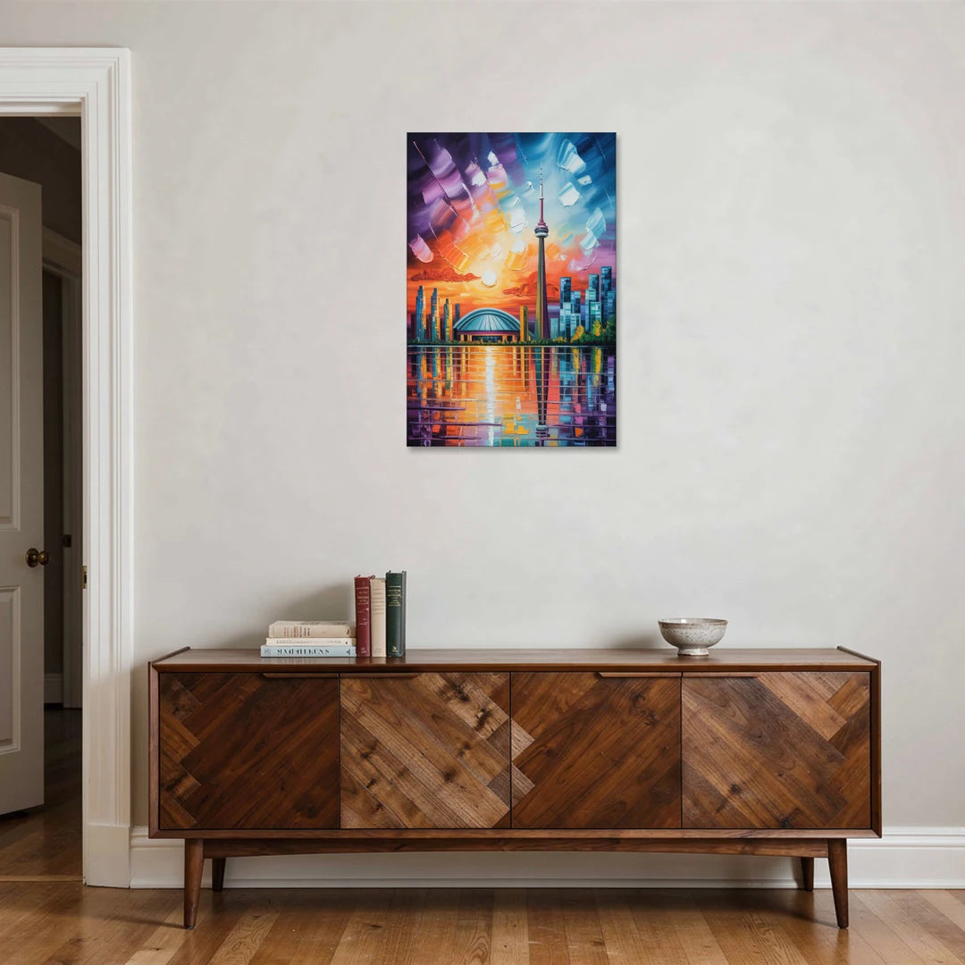 CN Tower Sunset Watercolor - Canvas Wall Art - Coffee Table - 24x36