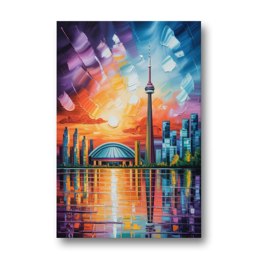 CN Tower Sunset Watercolor - Canvas Wall Art - Front