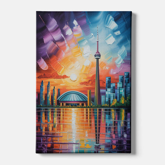 CN Tower Sunset Watercolor - Canvas Wall Art