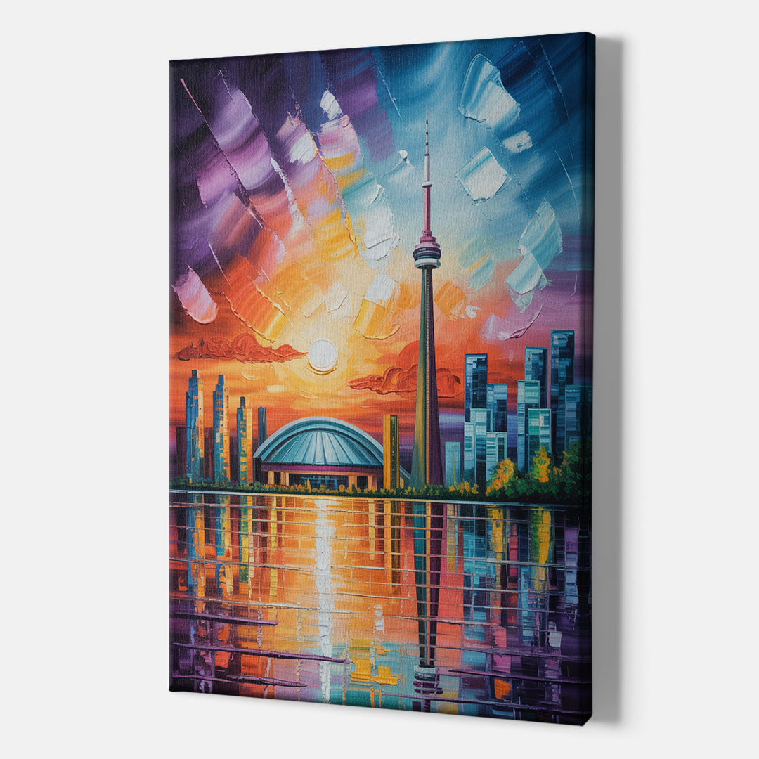 CN Tower Sunset Watercolor - Canvas Print Art Sides