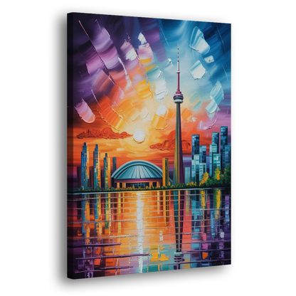 CN Tower Sunset Watercolor Side - Canvas Wall Art