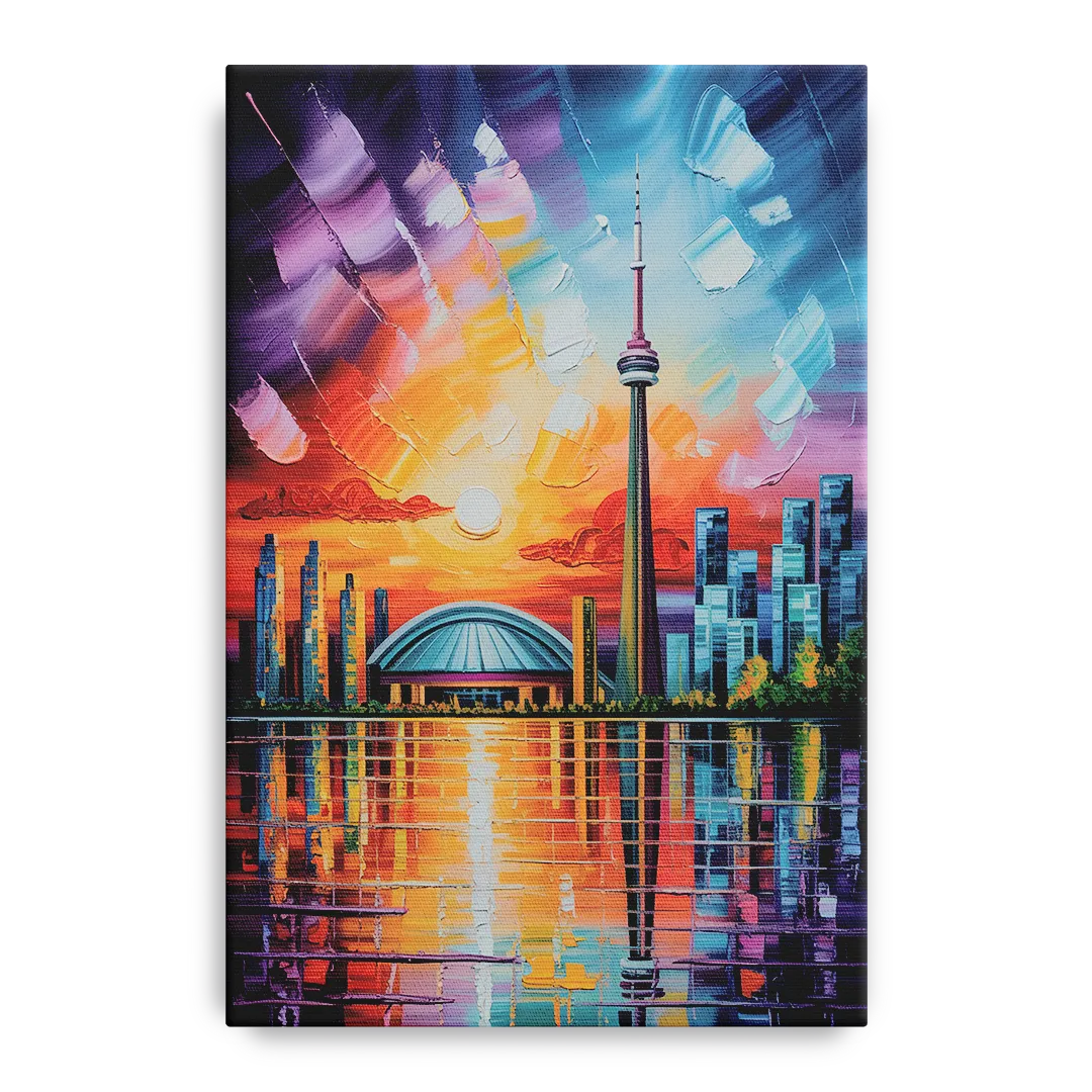CN Tower Sunset Watercolor Front - Canvas Wall Art