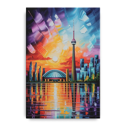 CN Tower Sunset Watercolor Front - Canvas Wall Art