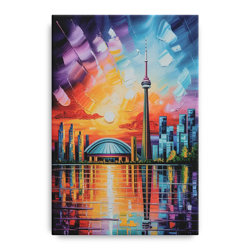 CN Tower Sunset Watercolor Front - Canvas Wall Art