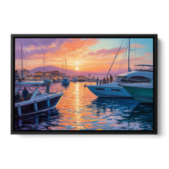 Cabo Marina Sunset - Black Framed Canvas Wall Art - Front