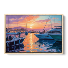 Cabo Marina Sunset - Oak Framed Canvas Wall Art - Front
