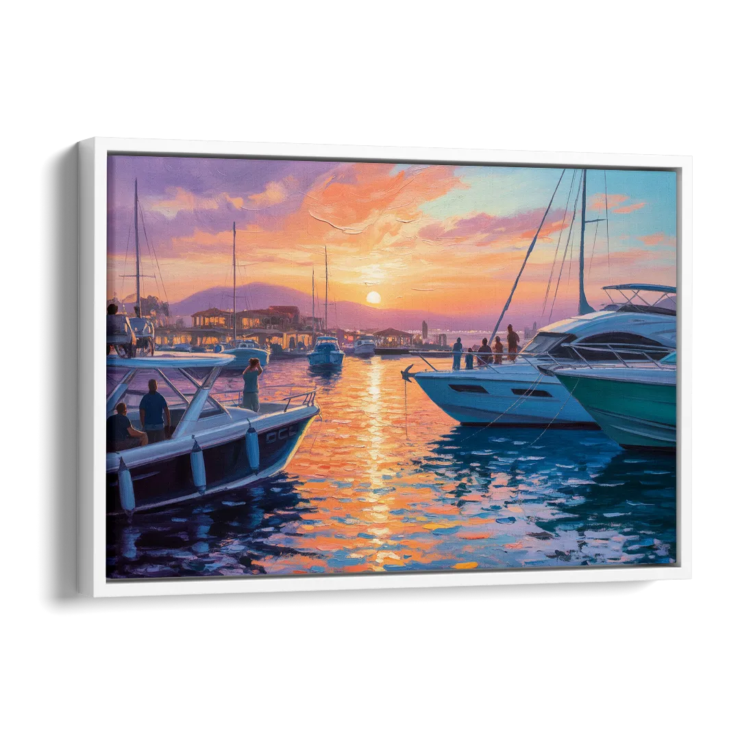 Cabo Marina Sunset Side - White Canvas Wall Art