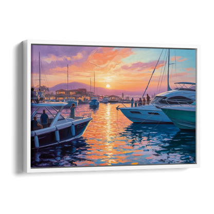 Cabo Marina Sunset Side - White Canvas Wall Art