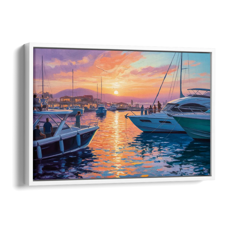 Cabo Marina Sunset Side - White Canvas Wall Art