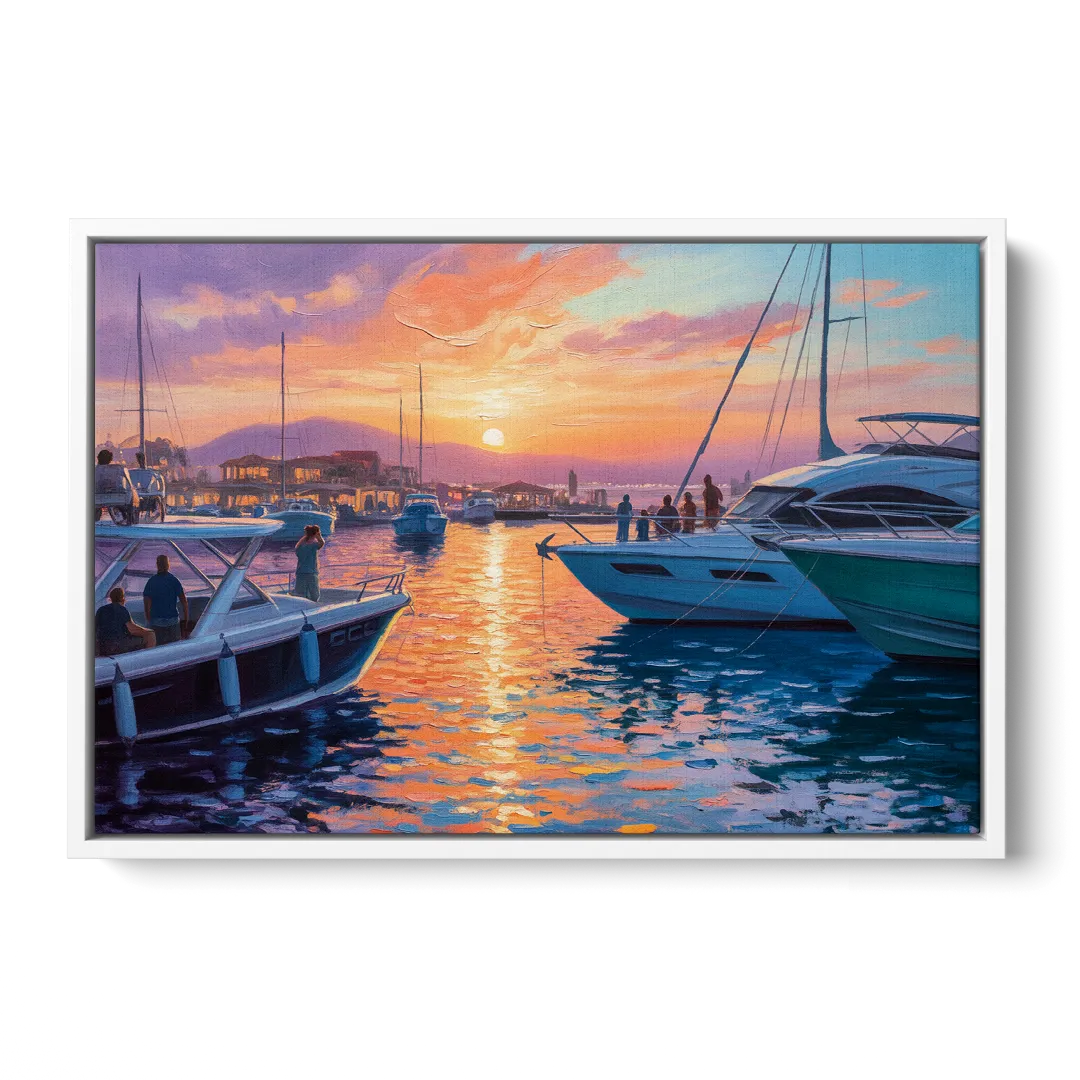 Cabo Marina Sunset Front - White Canvas Wall Art