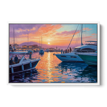 Cabo Marina Sunset Front - White Canvas Wall Art