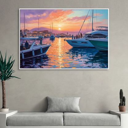 Cabo Marina Sunset Living Room - White Canvas Wall Art