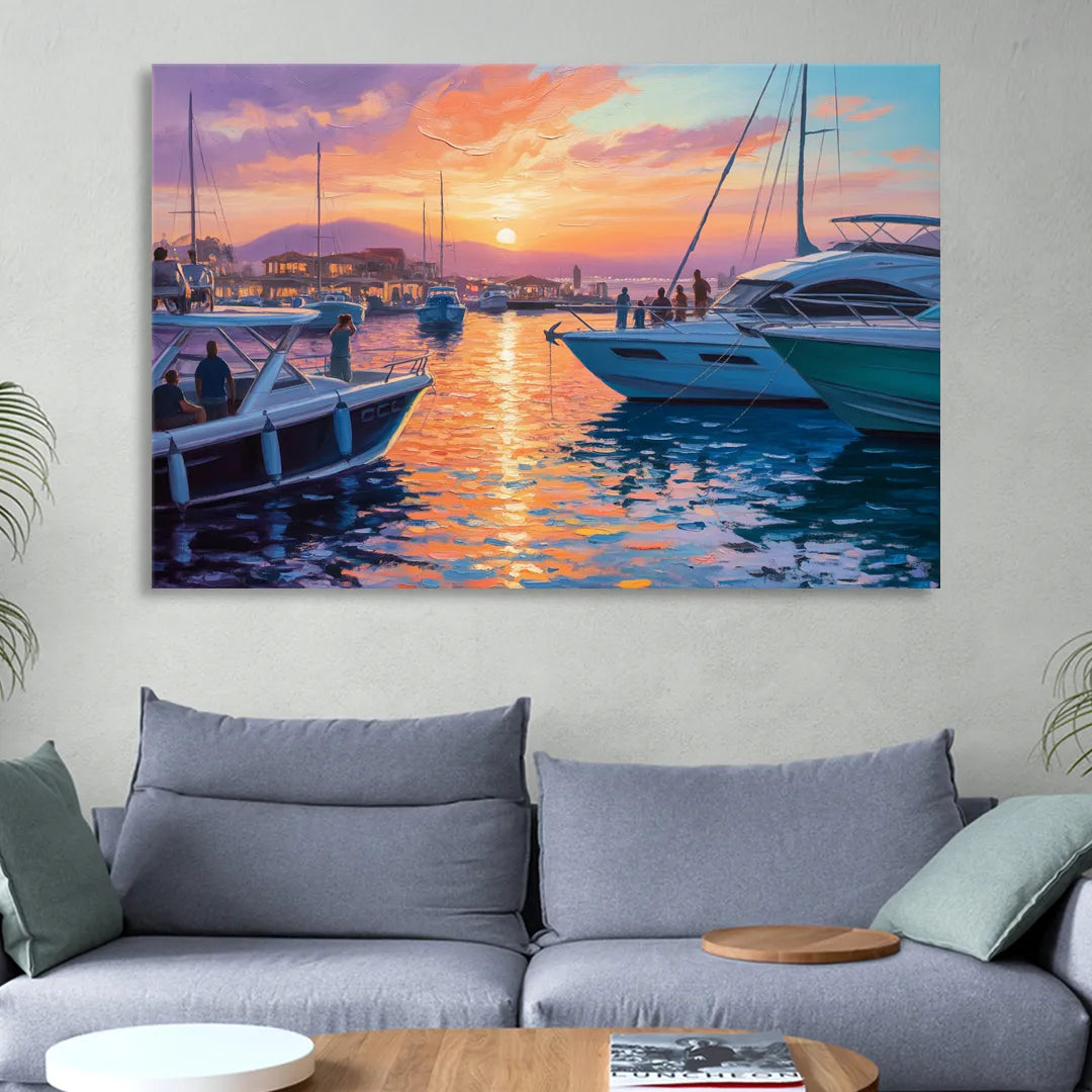 Cabo Marina Sunset Living Room - Canvas Wall Art