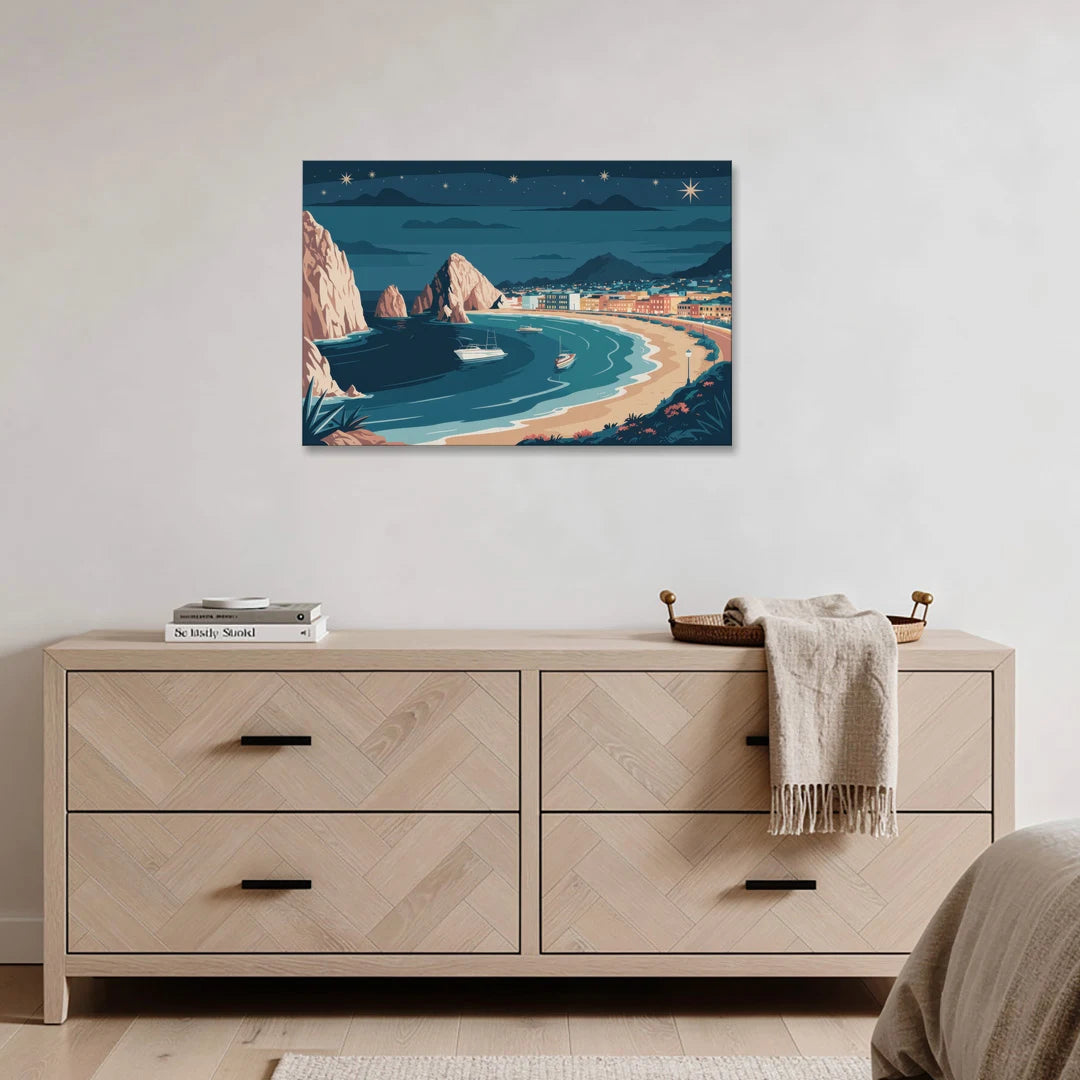 Cabo San Lucas Night Skyline - Canvas Wall Art - Coffee Table - 36x24