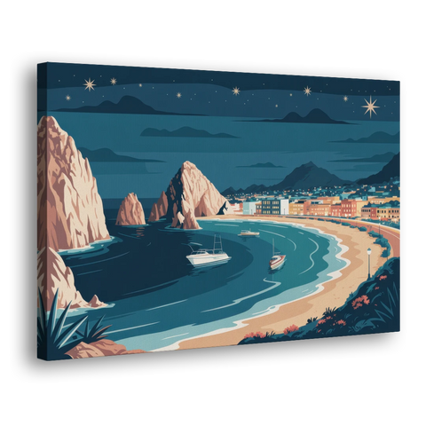 Cabo San Lucas Night Skyline - Canvas Wall Art - Side