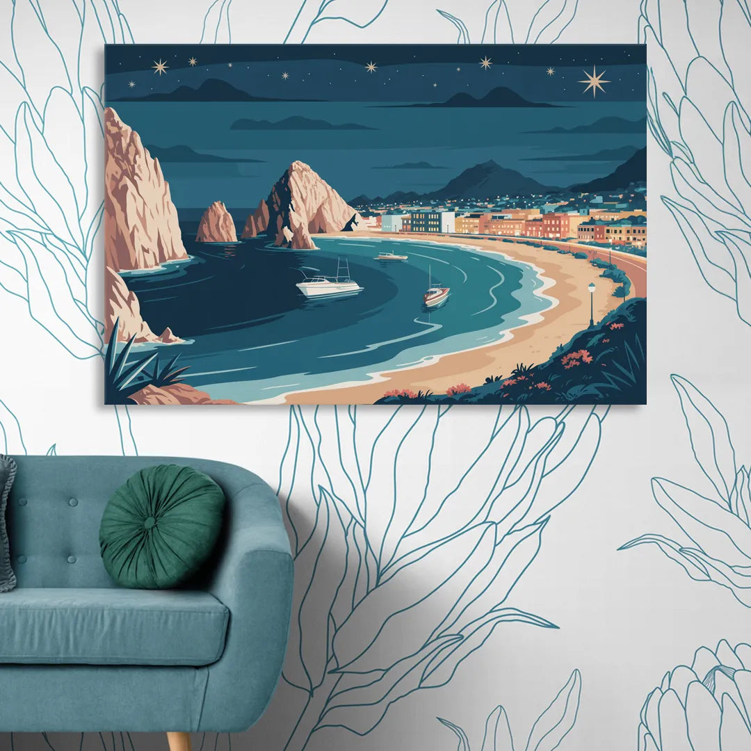 Cabo San Lucas Night Skyline Living Room - Canvas Wall Art