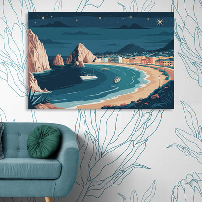 Cabo San Lucas Night Skyline Living Room - Canvas Wall Art
