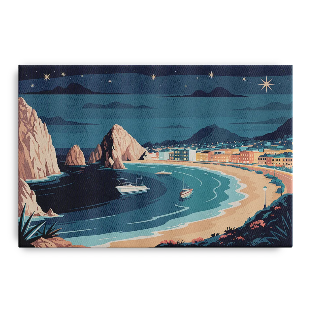 Cabo San Lucas Night Skyline Front - Canvas Wall Art