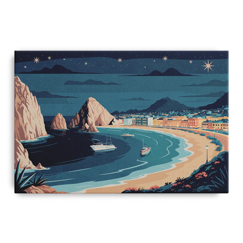 Cabo San Lucas Night Skyline Front - Canvas Wall Art