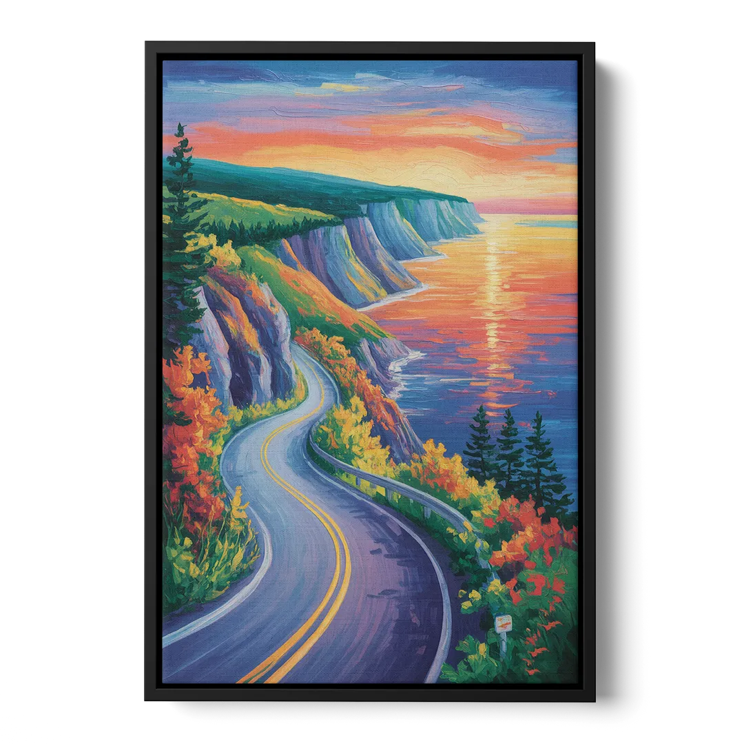 Cabot Trail Vista Front - Black Canvas Wall Art