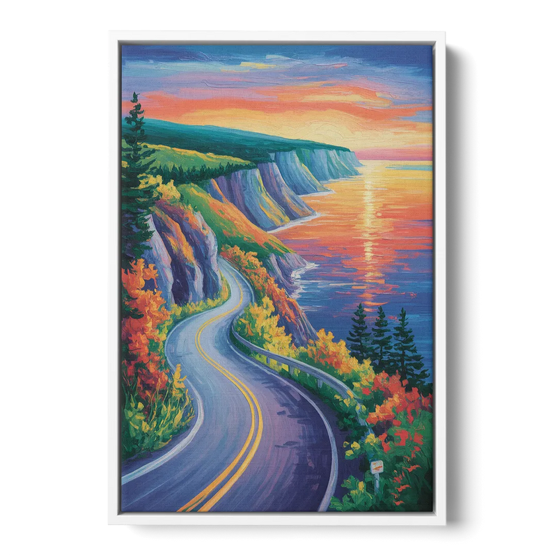 Cabot Trail Vista Front - White Canvas Wall Art