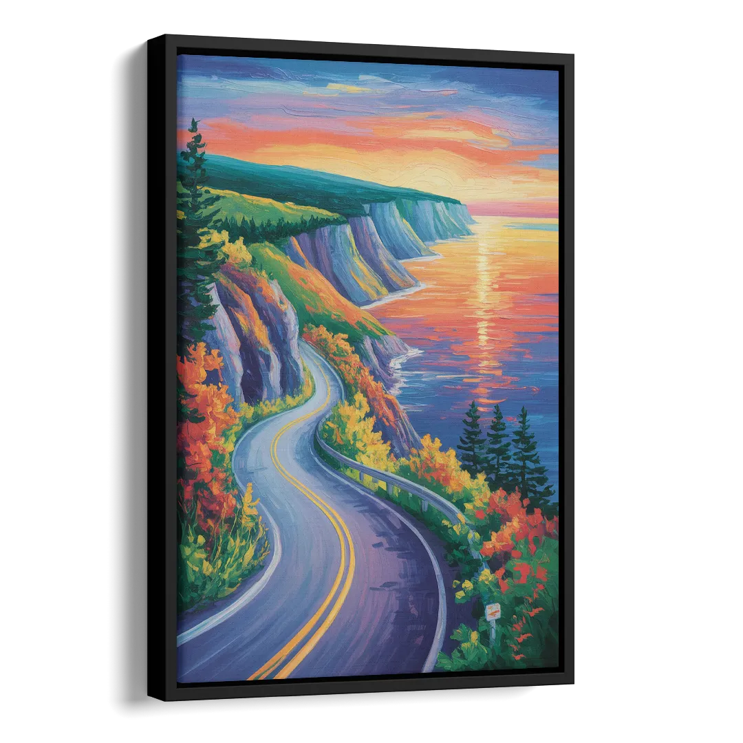 Cabot Trail Vista Side - Black Canvas Wall Art