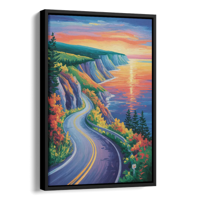 Cabot Trail Vista Side - Black Canvas Wall Art
