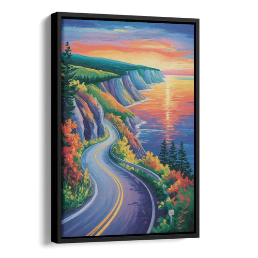 Cabot Trail Vista Side - Black Canvas Wall Art