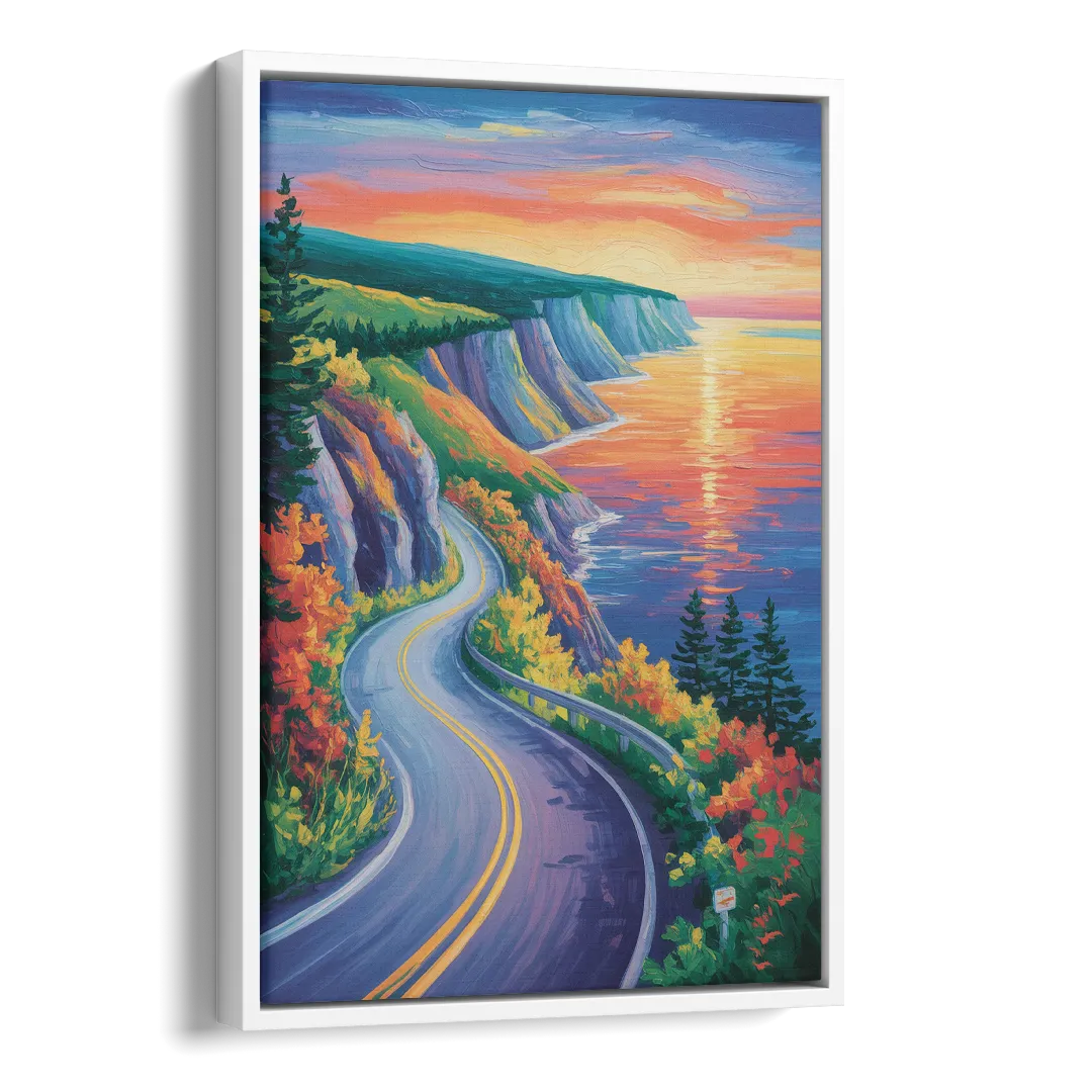 Cabot Trail Vista Side - White Canvas Wall Art