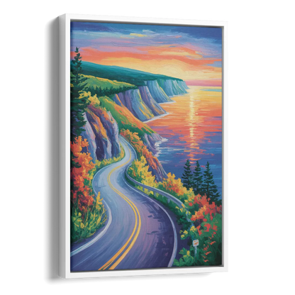 Cabot Trail Vista Side - White Canvas Wall Art