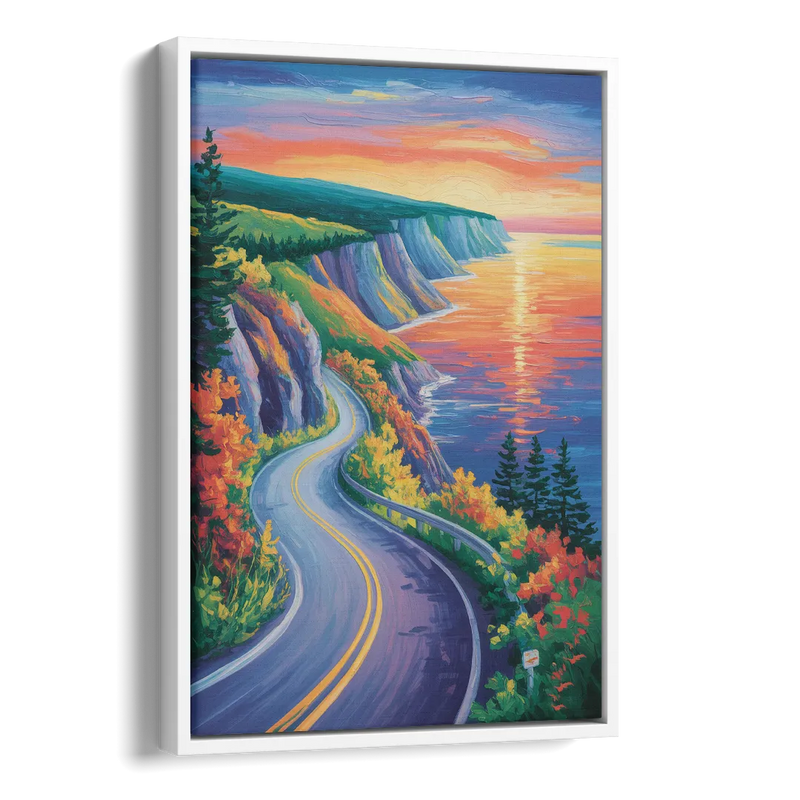 Cabot Trail Vista Side - White Canvas Wall Art
