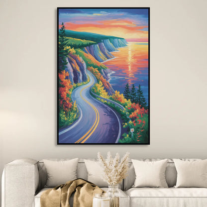 Cabot Trail Vista Sitting Room - Black Canvas Wall Art