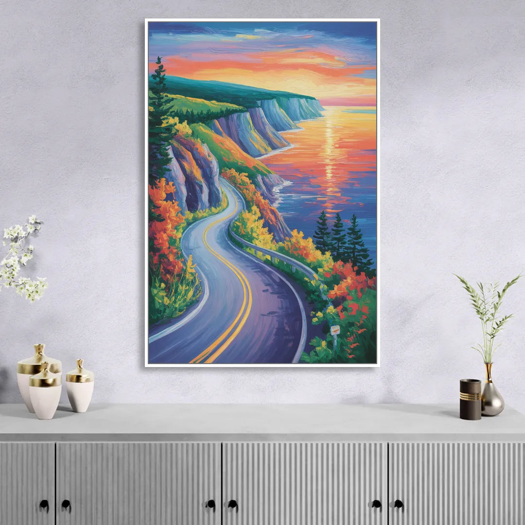 Cabot Trail Vista Sitting Room - White Canvas Wall Art