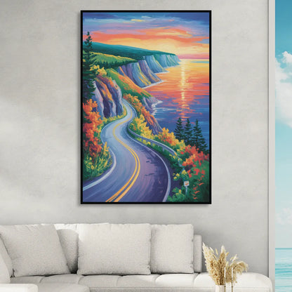Cabot Trail Vista Living Room - Black Canvas Wall Art