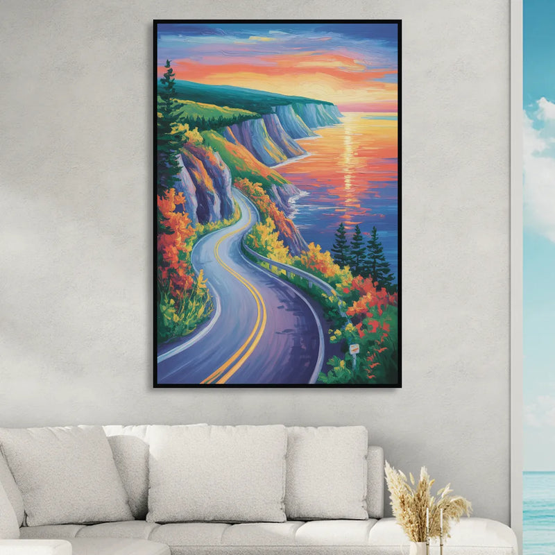 Cabot Trail Vista Living Room - Black Canvas Wall Art
