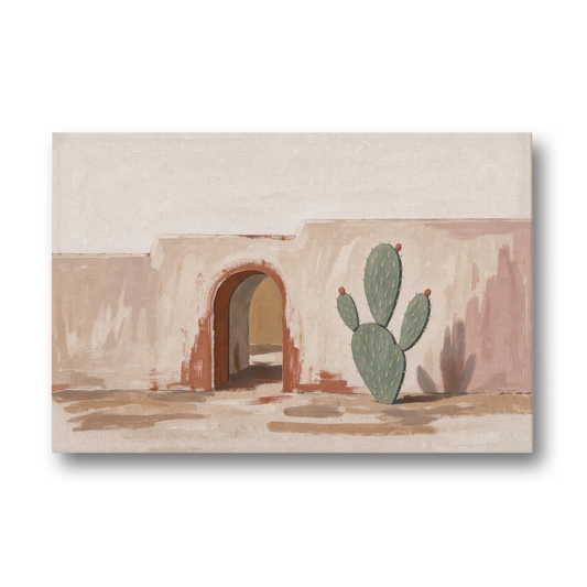 Cactus Wall Art by an Adobe Arch - Canvas Wall Art - Front
