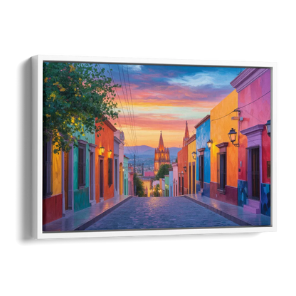 Calle Aldama Sunset Side - White Canvas Wall Art
